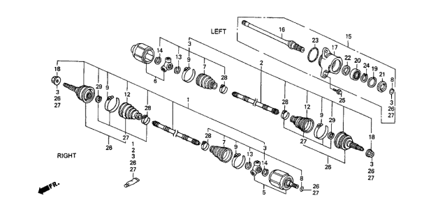 1994 Acura Legend 2 Door LS KA 6MT Driveshaft Diagram