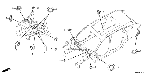 2022 Acura MDX 5 Door TECH KA XAT Grommet (Front) Diagram