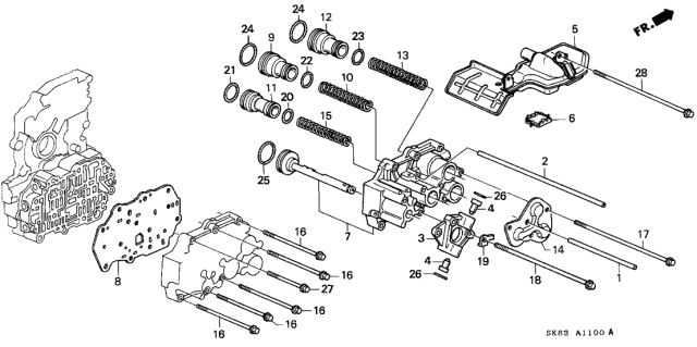 1993 Acura Integra 4 Door RS KL 4AT AT Servo Body Diagram