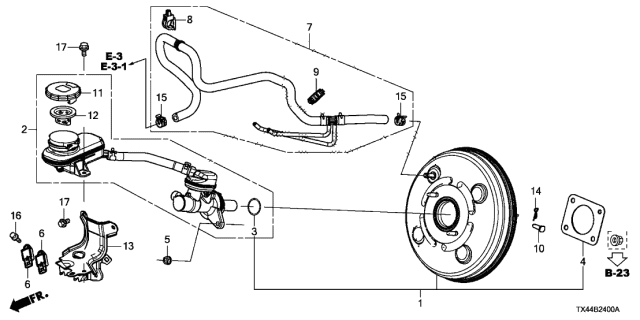 2016 Acura RDX Brake Master Cylinder - Master Power Diagram