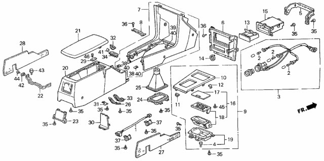 1988 Acura Legend Console Armrest (Charcoal) Diagram for 83405-SG0-A10ZA