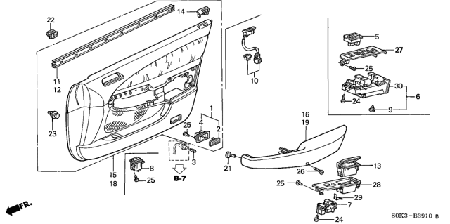 2001 Acura TL Front Door Lining Diagram