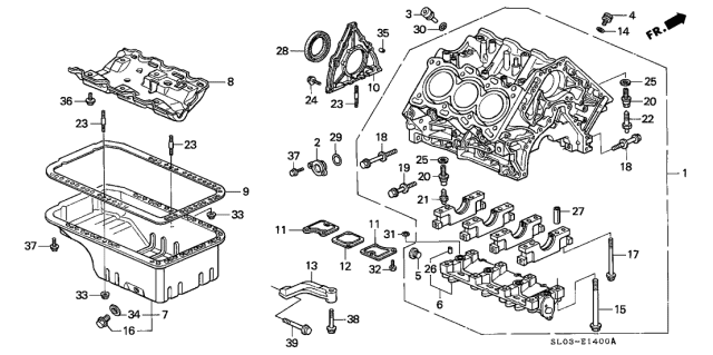 2001 Acura NSX Cylinder Block - Oil Pan Diagram