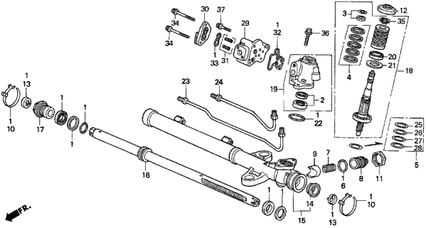 1998 Acura TL 4 Door BAS3.2 KA 4AT P.S. Gear Box Components (V6) Diagram 1