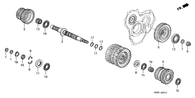 1999 Acura CL AT Secondary Shaft Diagram