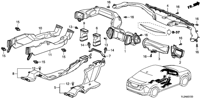 2013 Acura TSX 4 Door TSX KA 5AT Duct Diagram