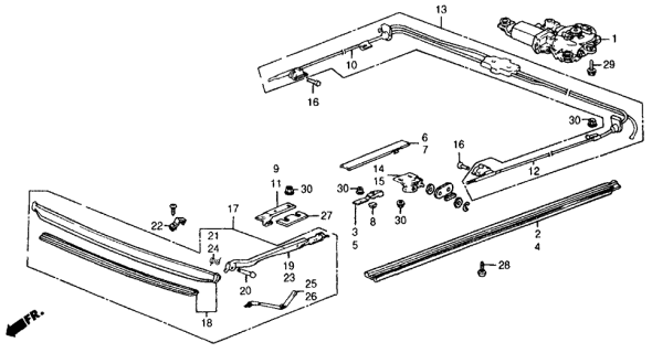 1988 Acura Integra Guide, Passenger Side Rail Diagram for 71921-SD2-920