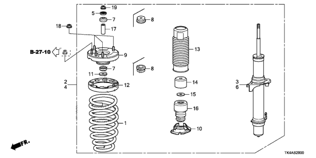 2013 Acura TL Front Shock Absorber Mounting Base Diagram for 51675-TK4-A01