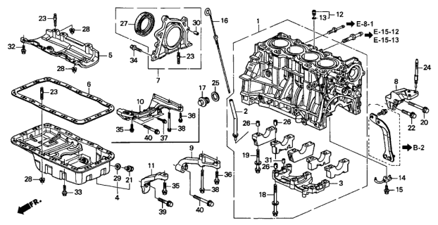 1995 Acura Integra Oil Control Orifice Assembly Diagram for 15140-PR3-000
