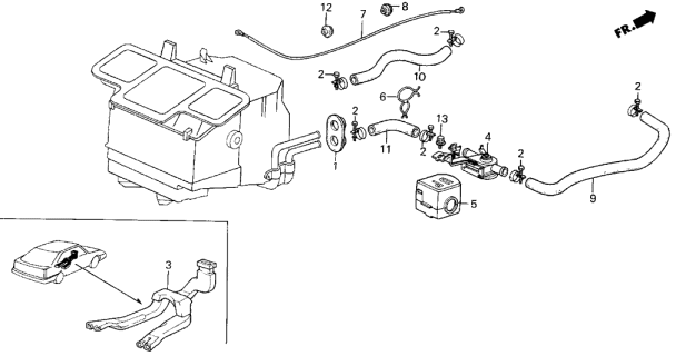 1988 Acura Integra Water Valve Assembly Diagram for 39270-SD2-A01