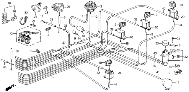 1990 Acura Legend 4 Door L (MOQUETTE) KA 5MT Control Box Tubing Diagram
