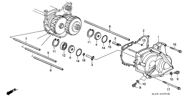 1999 Acura NSX AT Left Side Cover Diagram