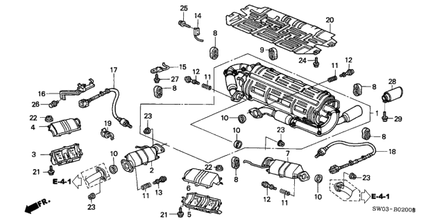 2001 Acura NSX Muffler Set, Exhaust Diagram for 18030-SL0-J70