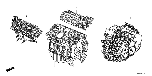 2020 Acura RLX Engine Sub-Assembly, Rear Diagram for 10005-R9P-A10