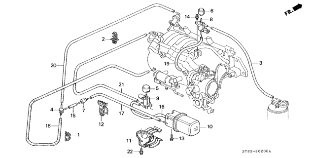 1994 Acura Integra 4 Door GS-R KA 5MT Vacuum Tank - Tubing Diagram