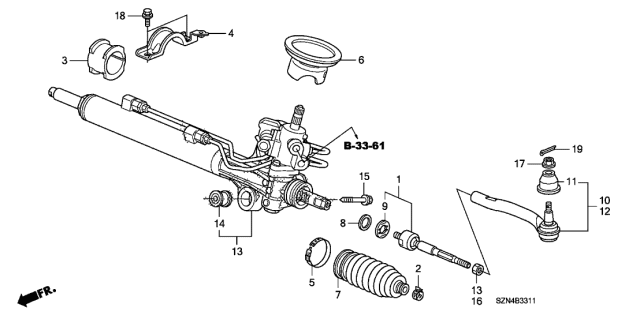 2011 Acura ZDX Grommet, Steering Diagram for 53501-SZN-A00