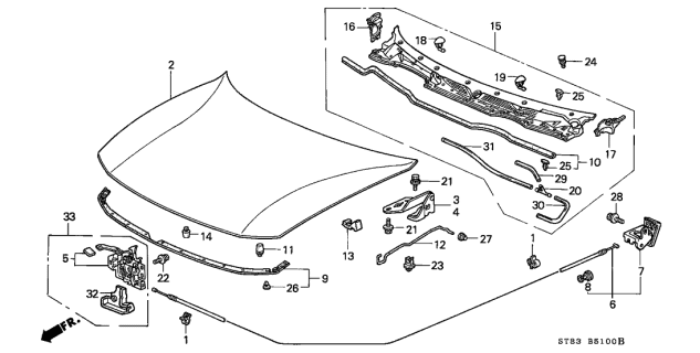 1995 Acura Integra Engine Hood Diagram