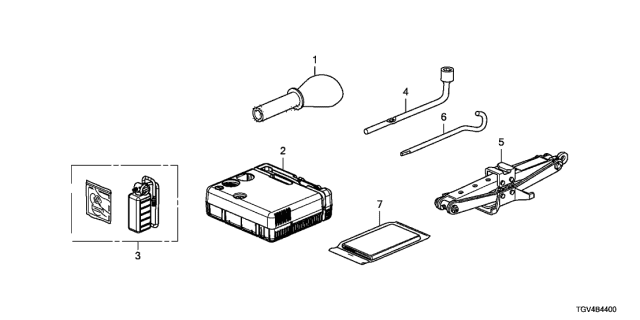 2021 Acura TLX 4 Door ADV KA XAT Puncture Repair Kit - Tools Diagram