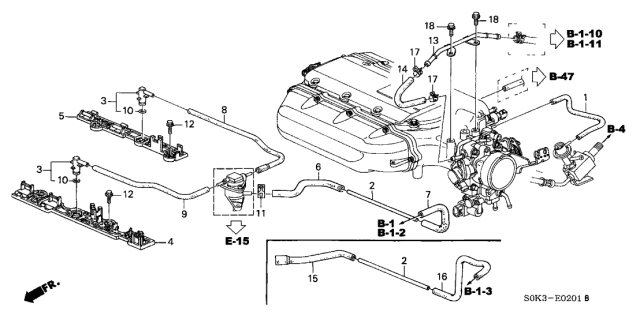 2002 Acura TL 4 Door TYPE-S KA 5AT Tubing Diagram