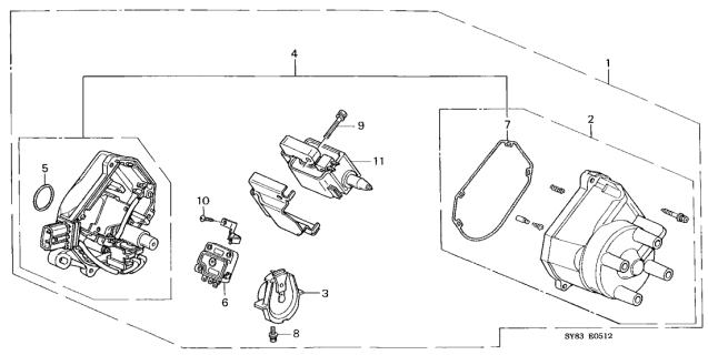 1998 Acura CL Distributor Assembly (D4T97-03) (Hitachi) Diagram for 30100-PAA-A02