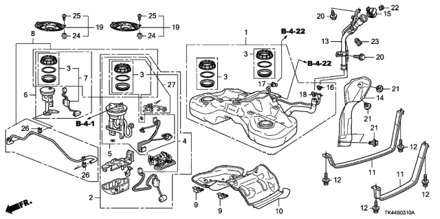 2012 Acura TL Fuel Tank Diagram