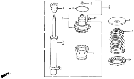 1988 Acura Legend Right Rear Shock Absorber Unit (Showa) Diagram for 52611-SD4-J02