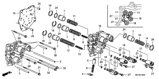 2007 Acura TL 4 Door BASE (NAVIGATION) KA 5AT AT Accumulator Body Diagram