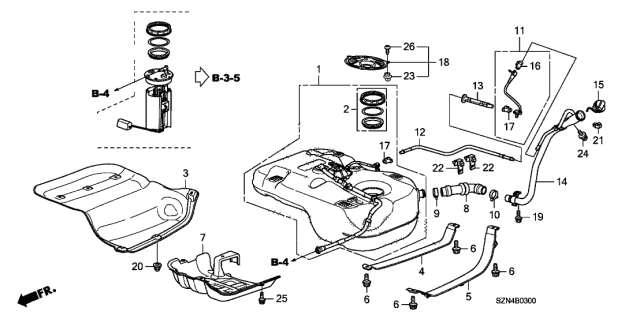2013 Acura ZDX Tank Set, Fuel Diagram for 17044-SZN-A02