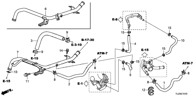2014 Acura TSX 4 Door TECH KA 5AT Water Hose (L4) Diagram
