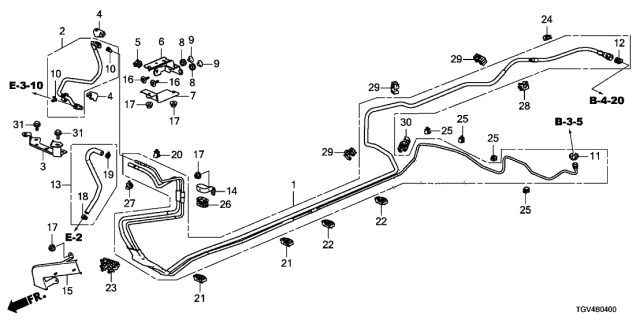 2021 Acura TLX Stay, Fuel Feed Hose Diagram for 16724-RPY-G01