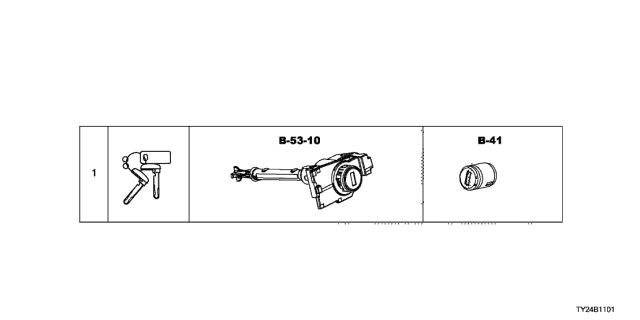 2016 Acura RLX Cylinder Set, Key Diagram for 06350-TY3-A01