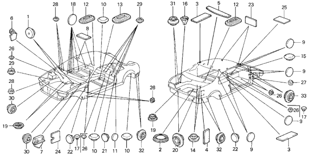 1993 Acura Legend 2 Door LS KL 6MT Grommet Diagram