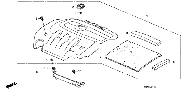 2013 Acura ZDX 5 Door ZDX KA 6AT Engine Cover Diagram