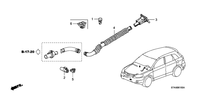 2009 Acura RDX 5 Door TECH KA 5AT A/C Sensor Diagram