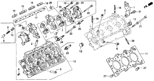 1993 Acura Legend 2 Door L KA 6MT Cylinder Head Diagram 2