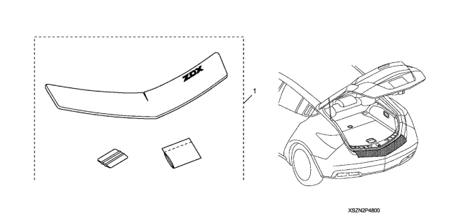 2011 Acura ZDX Applique, Rear Bumper Diagram for 08P48-SZN-201