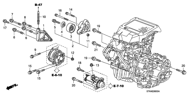 2012 Acura RDX Engine Side Mounting Bracket Diagram for 11910-RWC-A00