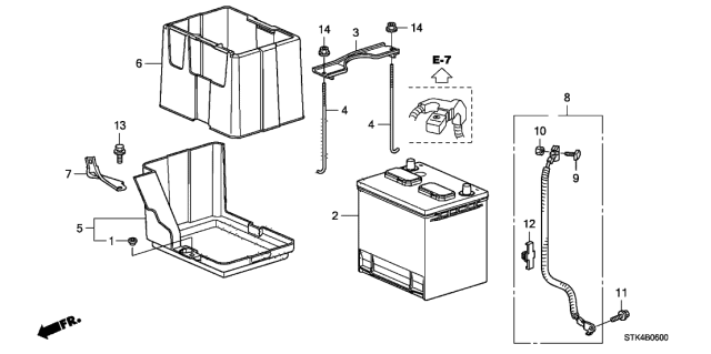 2011 Acura RDX Plate, Battery Setting (70D) Diagram for 31512-SDB-A01