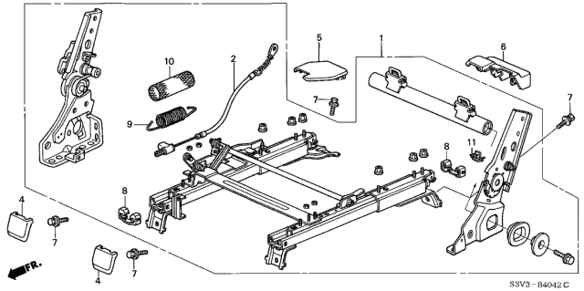 2002 Acura MDX 5 Door STD KA 5AT Middle Seat Components Diagram 1