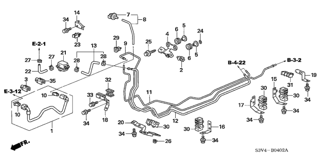 2006 Acura MDX Stay E, Fuel Pipe Diagram for 17765-S9V-A00