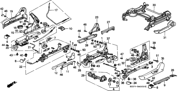 1990 Acura Legend 2 Door STD KA 4AT Front Manual Seat Adjuster Diagram