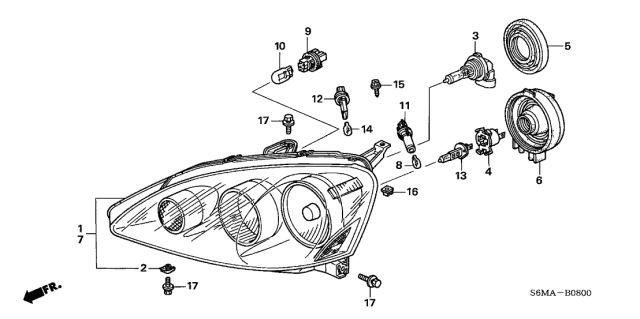 2006 Acura RSX Headlight Diagram