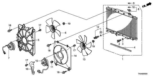 2013 Acura TL Cover, Fan Motor Diagram for 38619-RK1-A01