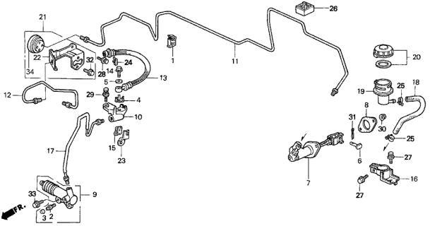 1998 Acura CL Hose,Clutch Diagram for 46961-SV4-003