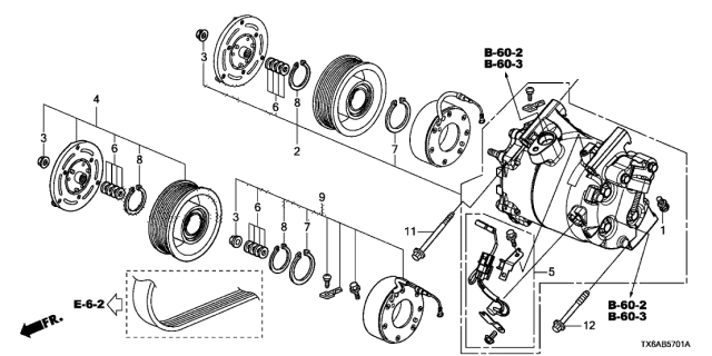 2019 Acura ILX Air Conditioning Compressor Component Diagram for 38810-R4H-A01