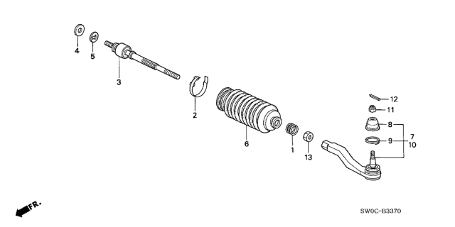 2003 Acura NSX 2 Door NSX-T KA 6MT Tie Rod Diagram