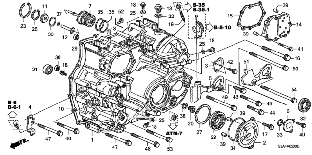 2006 Acura RL AT Transmission Case Diagram