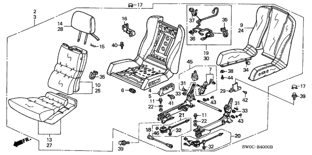 2004 Acura NSX Pin, Headrest Snap Diagram for 81142-SL0-013