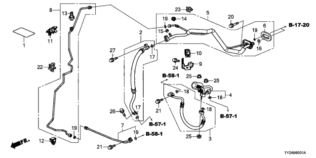 2017 Acura RLX Clip, Receiver Pipe Diagram for 80365-TF0-003