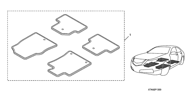 2012 Acura TL 4 Door TECH (SHAWD) KA 6AT All-Season Floor Mat Diagram